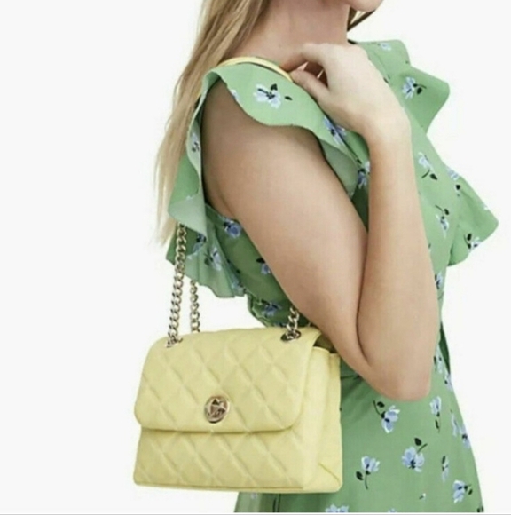 Kate Spade Natalia Quilted Chain Medium Shoulder Bag Crossbody Frosty Lime - Picture 2 of 15